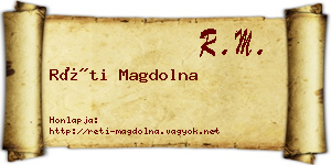 Réti Magdolna névjegykártya